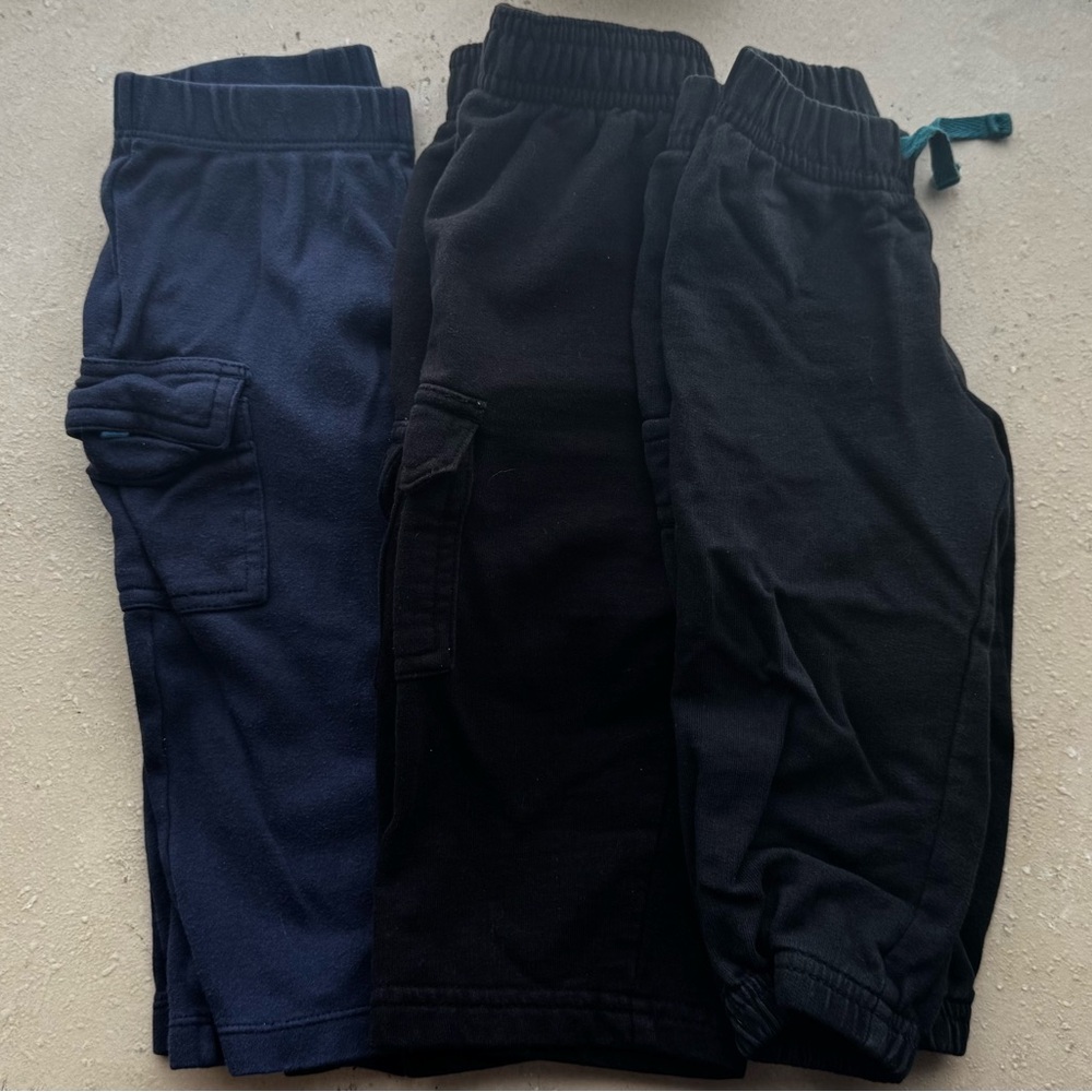 3pk 12m Black and Blue Joggers with Elastic Waistband